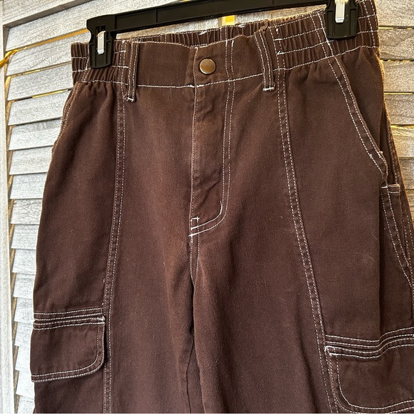 HESPERUS Brown Cargo Pants Elastic Waist Women’s Small Juniors Petites - Picture 2 of 12